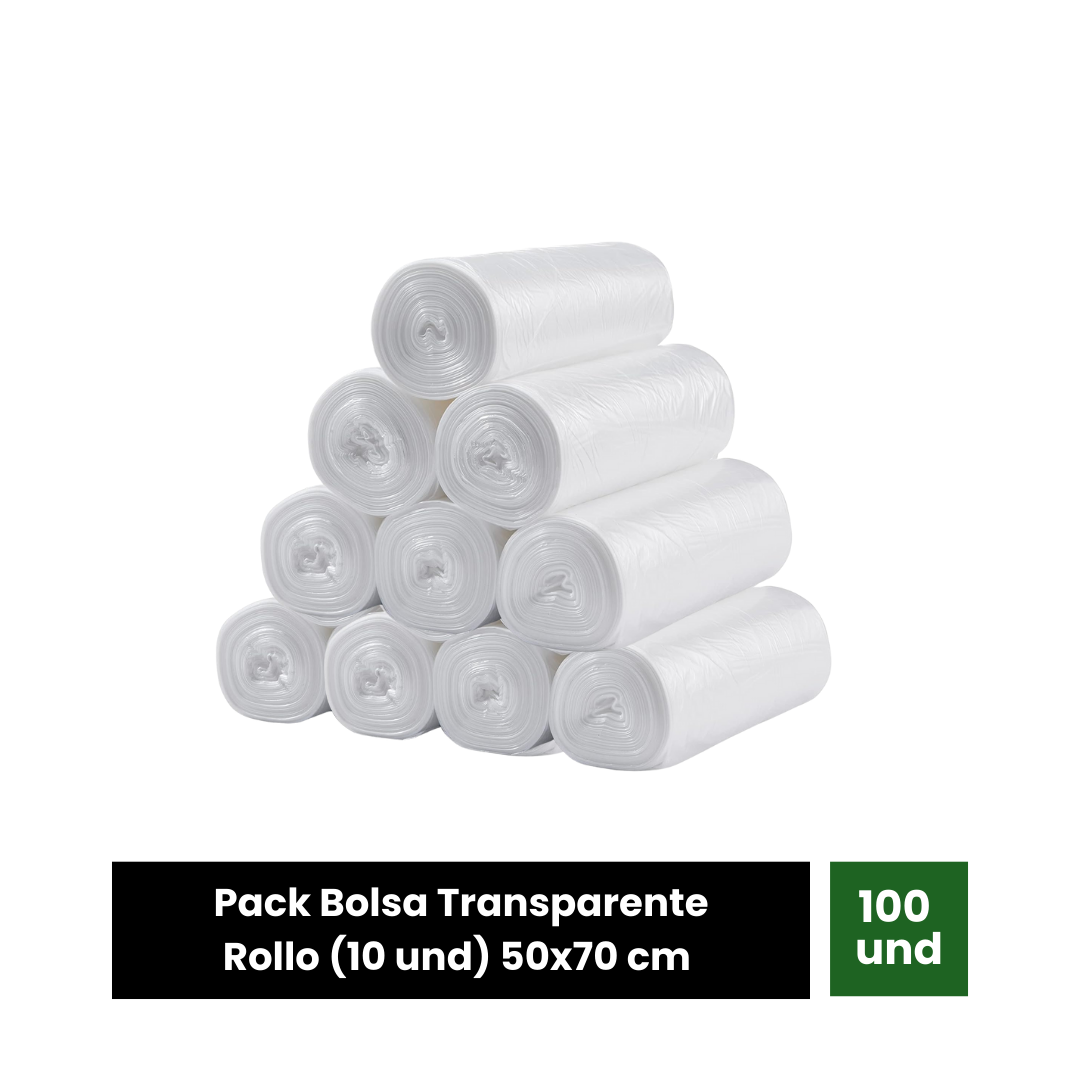 Pack bolsa basura 50x70 Transparente (100 und)