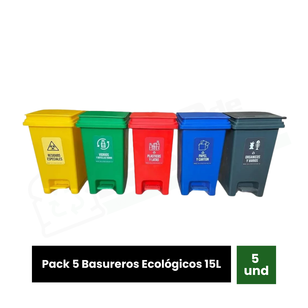 Pack 5 Basureros Ecológicos 15L