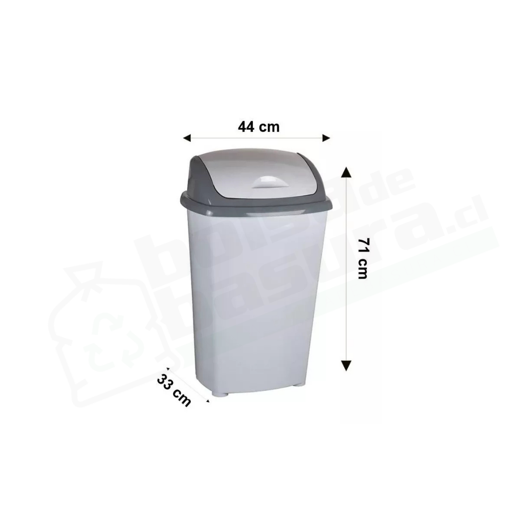Basurero Plástico Cocina 60 Litros Tapa Vaivén Color Gris