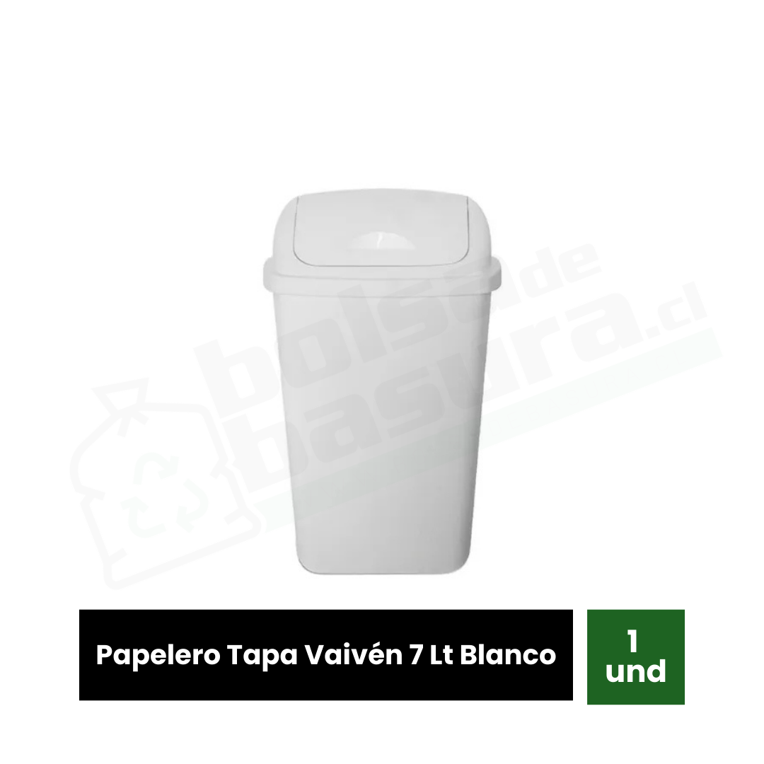 Papelero Tapa Vaivén 7 Lt Blanco